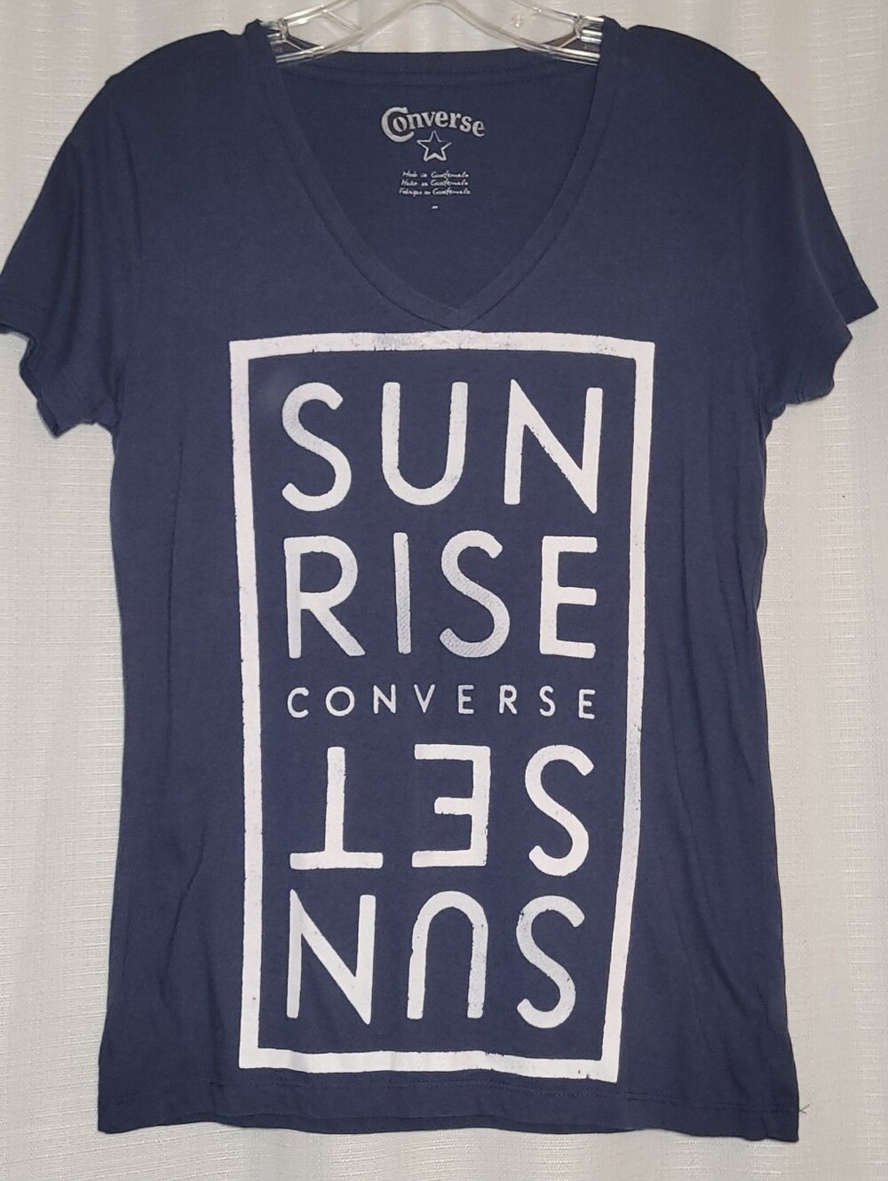 Converse Women's Navy V-Neck 'SUNRISE' Graphic Tee